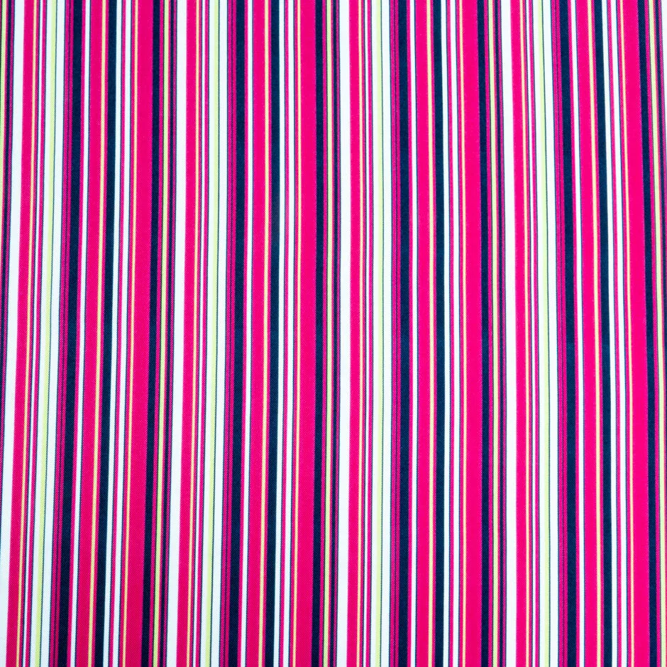 Pink, Black & White Stripe Printed Pure Silk Twill