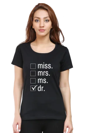 "DR" Printed Women's Round Neck Half Sleeve Classic | Comfortable & Timeless Elegance