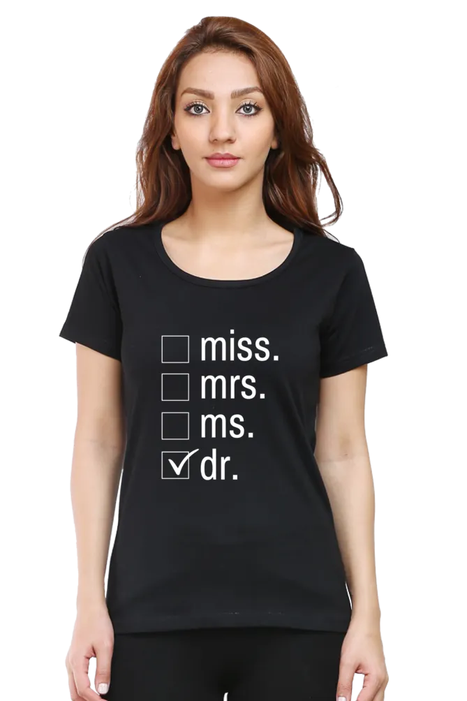 "DR" Printed Women's Round Neck Half Sleeve Classic | Comfortable & Timeless Elegance