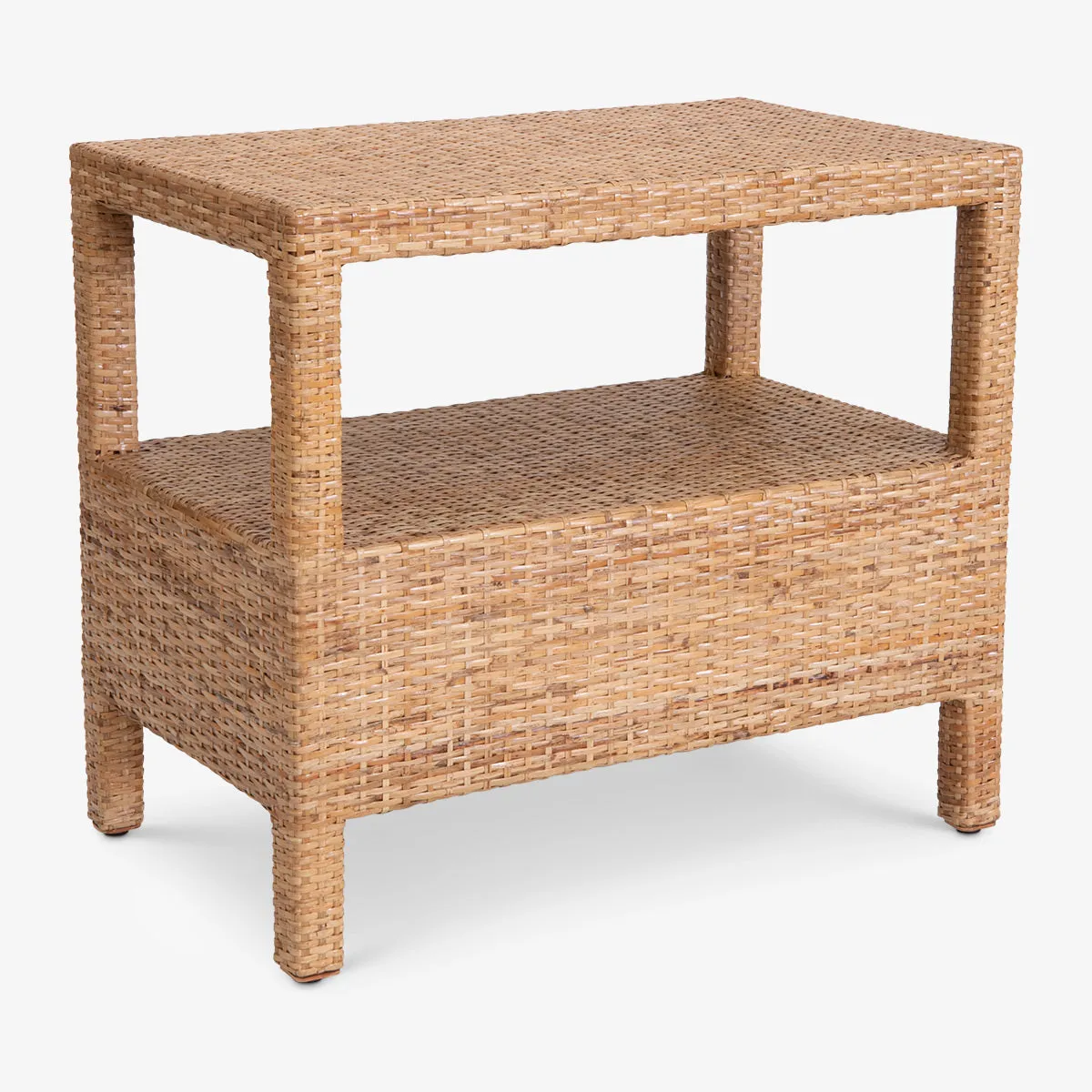 Rattan Side Table One Drawer Light Brown