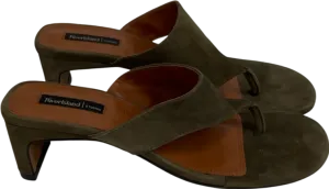 River Island Green Khaki Suede Block Heeled Mule Sandal UK 5 EU 38 👠