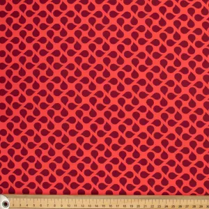Ruby Red Collection #15 Maroon Teardrop Shape on Red Cotton Prints