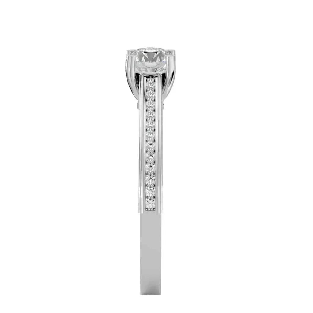 RX Solitaire Engagement Ring Railed Edge All Side Diamond Setting