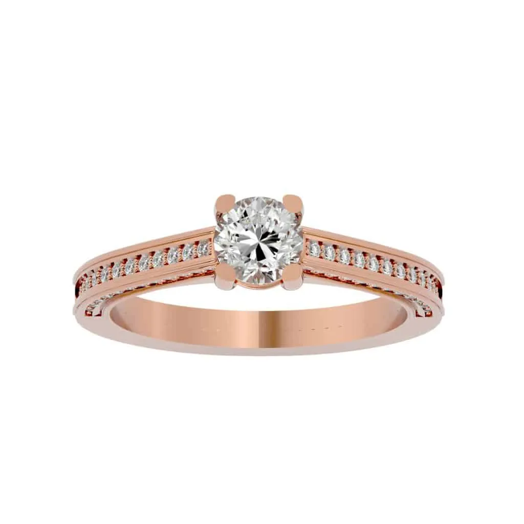 RX Solitaire Engagement Ring Railed Edge All Side Diamond Setting