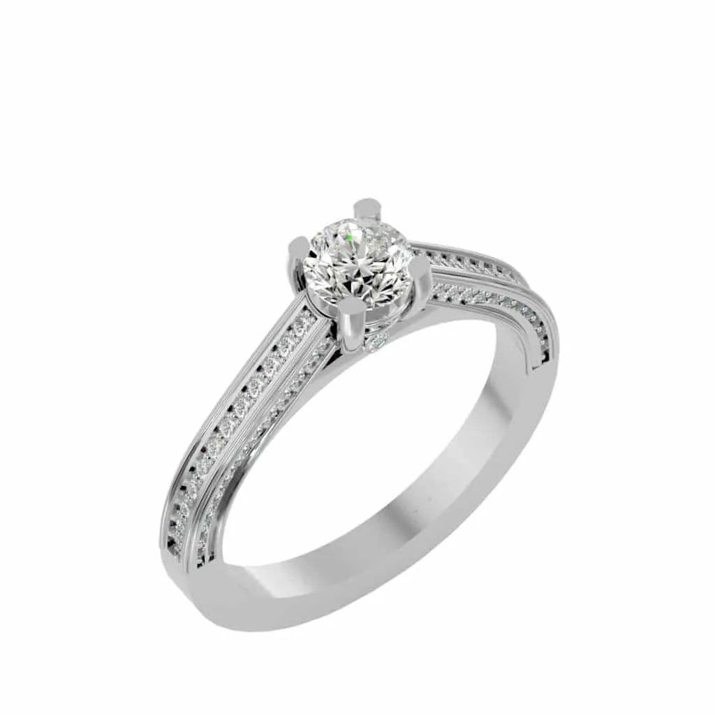RX Solitaire Engagement Ring Railed Edge All Side Diamond Setting