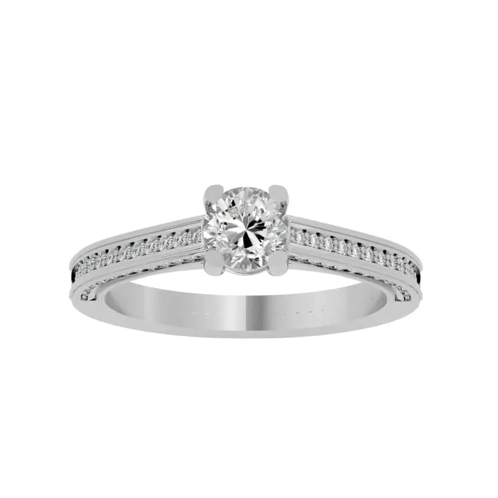 RX Solitaire Engagement Ring Railed Edge All Side Diamond Setting