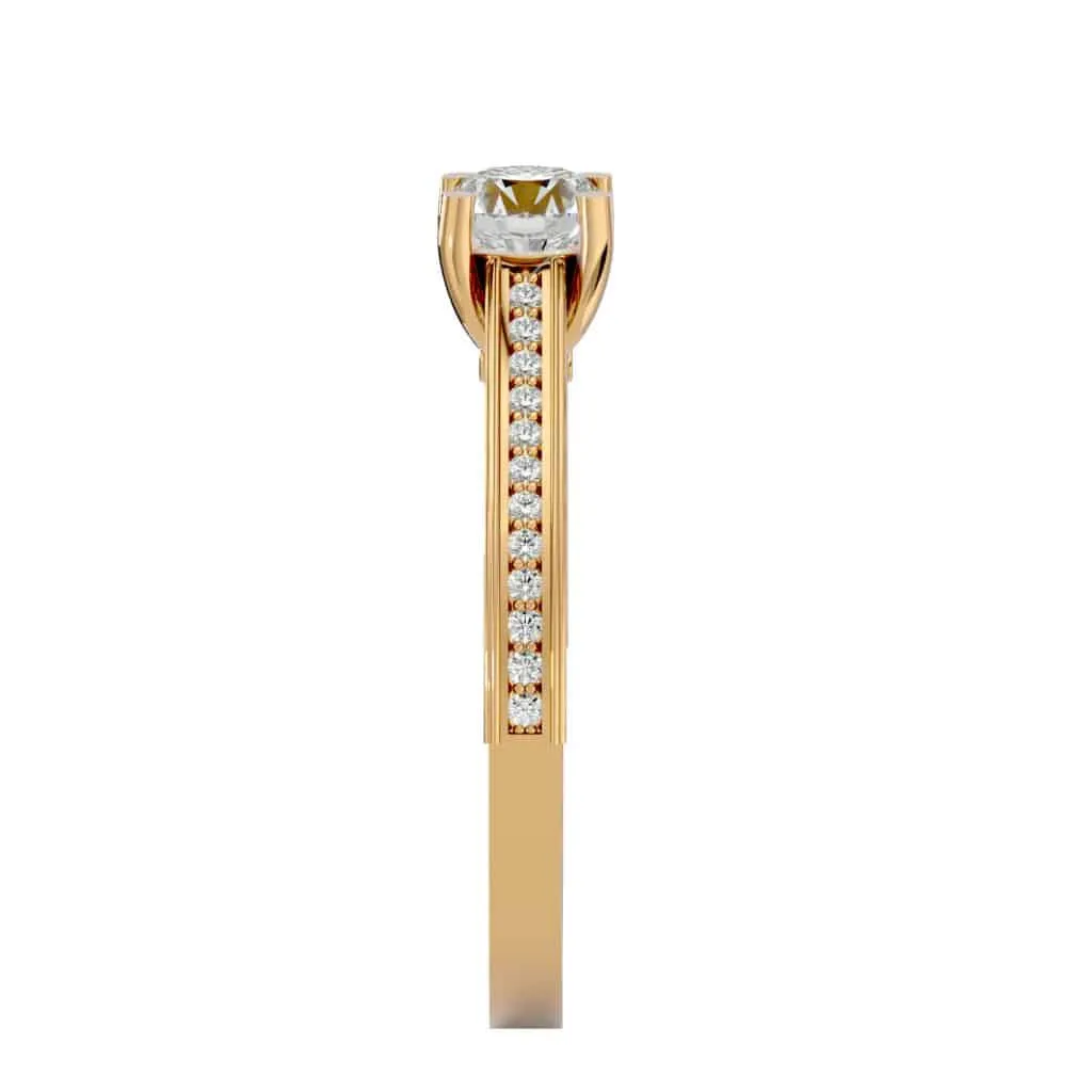 RX Solitaire Engagement Ring Railed Edge All Side Diamond Setting