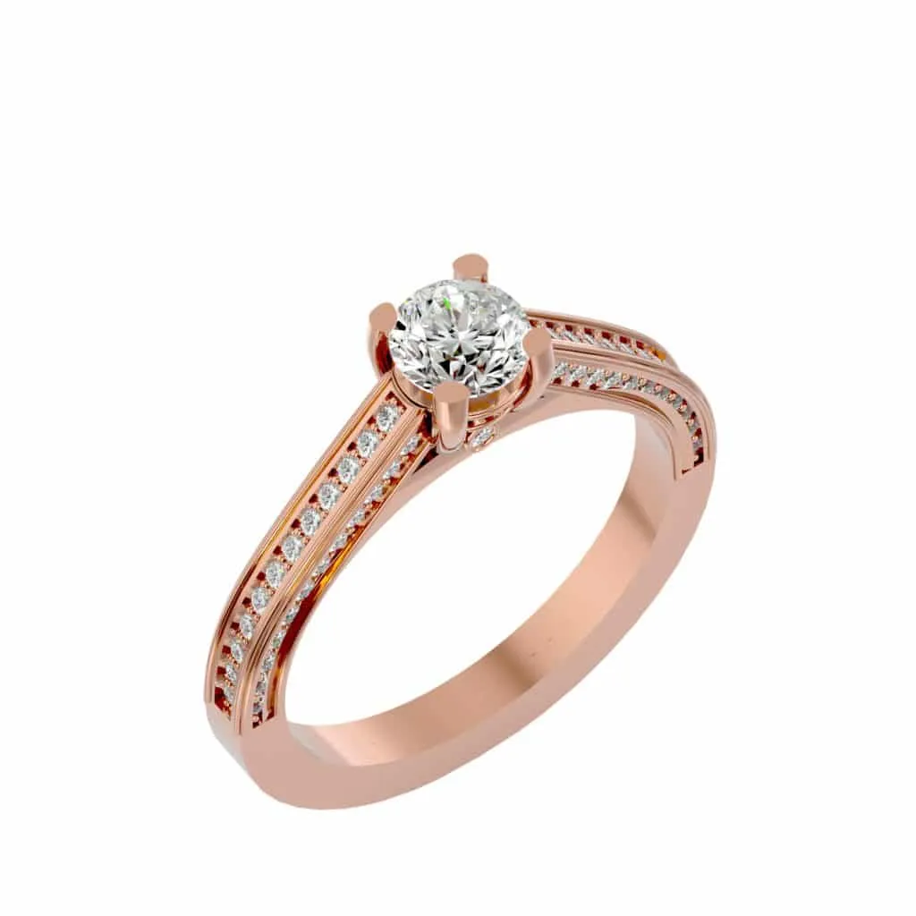 RX Solitaire Engagement Ring Railed Edge All Side Diamond Setting