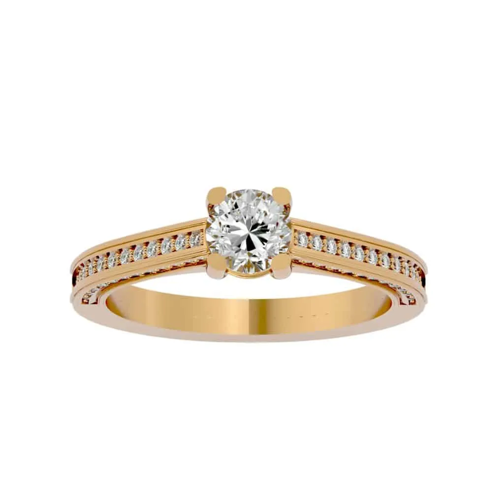 RX Solitaire Engagement Ring Railed Edge All Side Diamond Setting