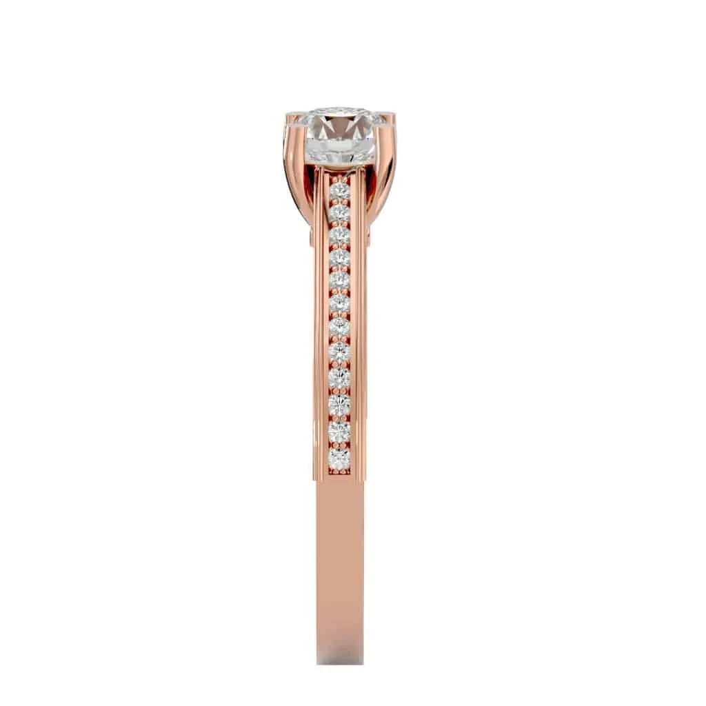 RX Solitaire Engagement Ring Railed Edge All Side Diamond Setting