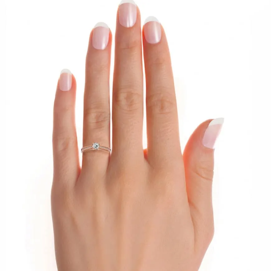 RX Solitaire Engagement Ring Railed Edge All Side Diamond Setting