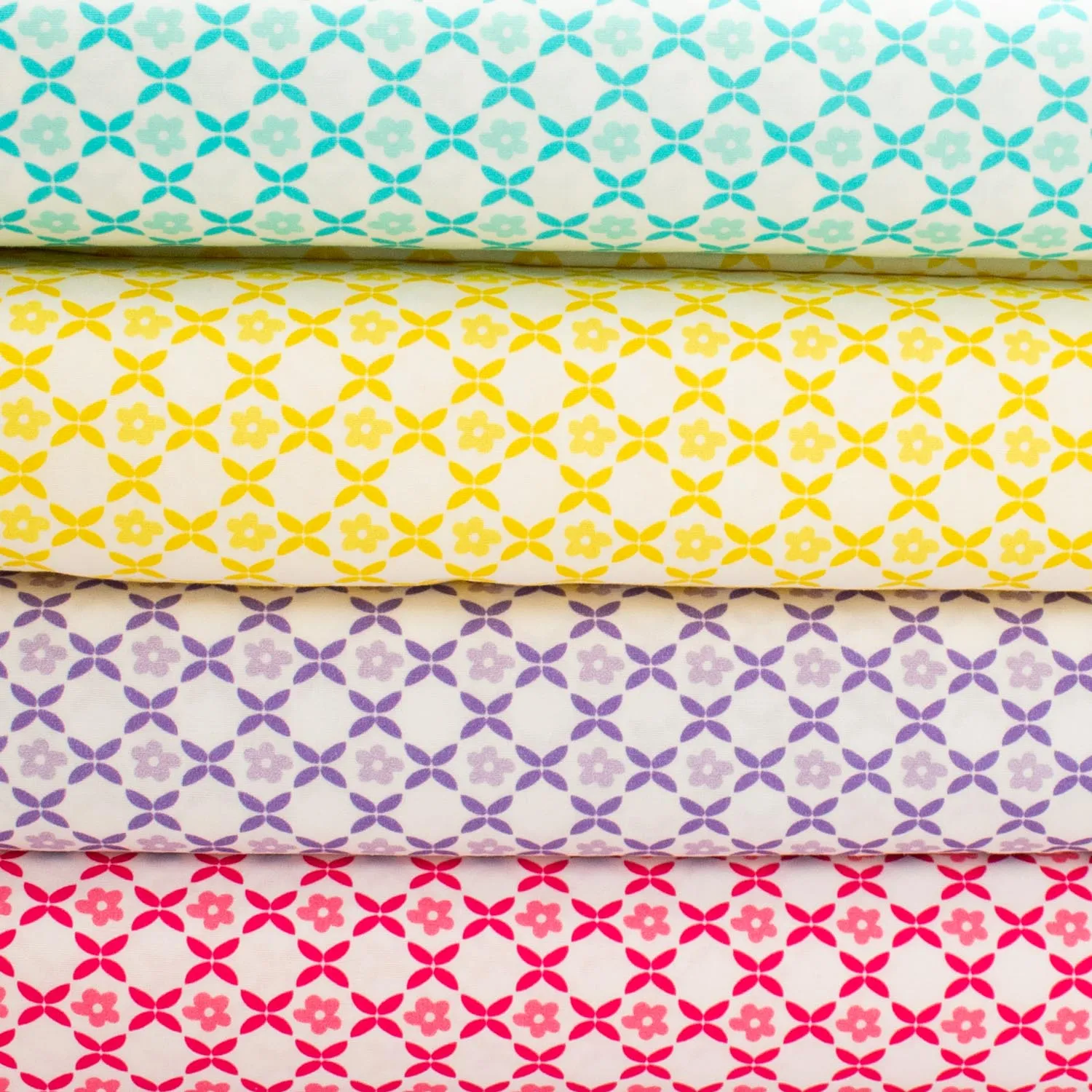 Spring Blooms Collection #20 Blue Geometric Small Flowers Cotton Prints