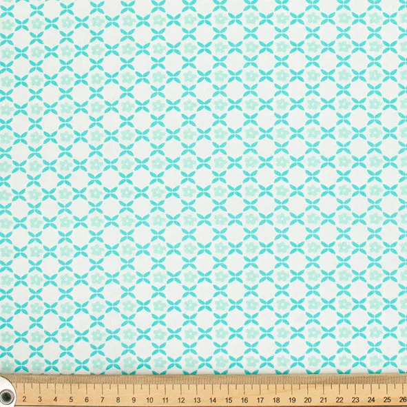 Spring Blooms Collection #20 Blue Geometric Small Flowers Cotton Prints