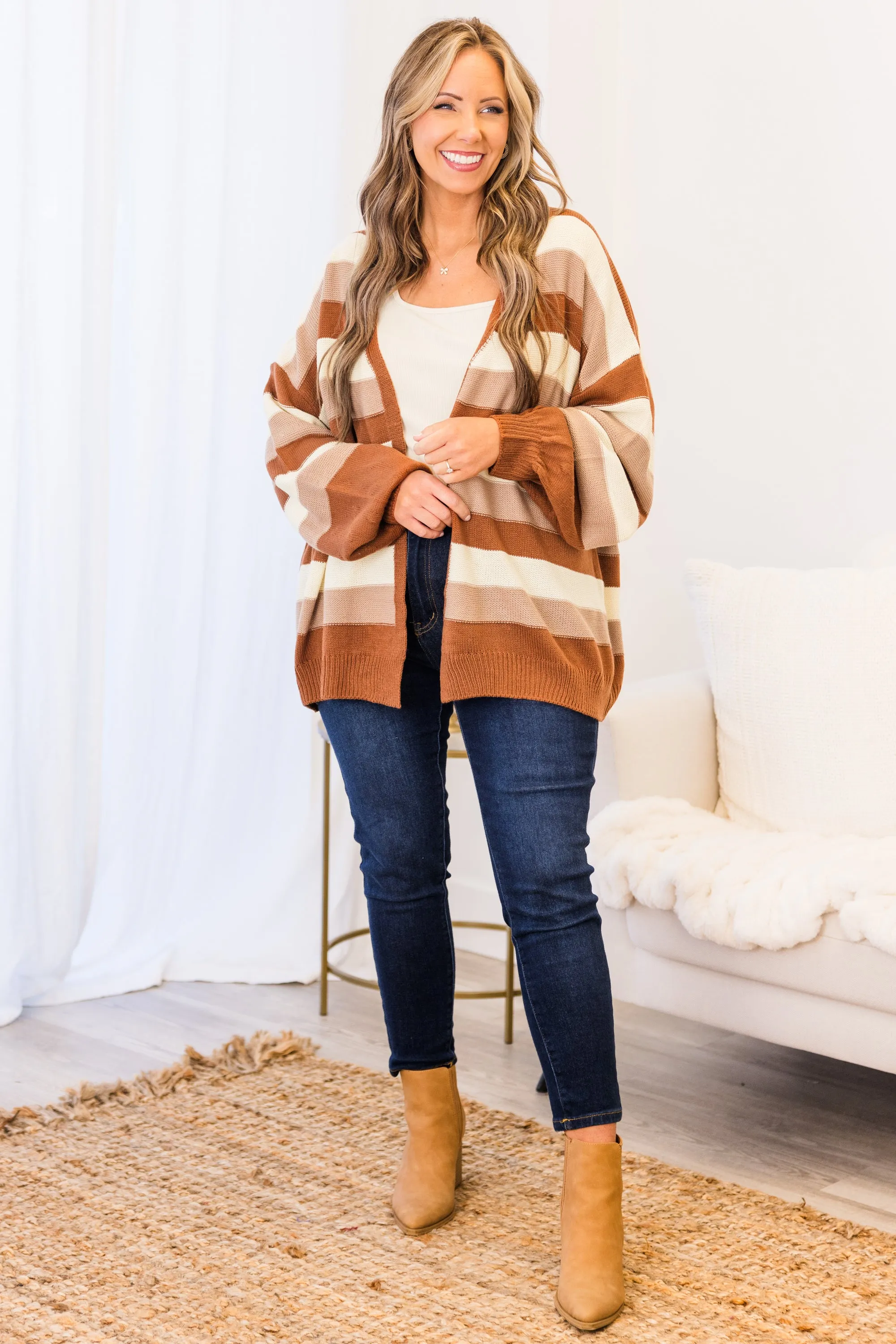 Take Some Time For Yourself Cardigan, Brown