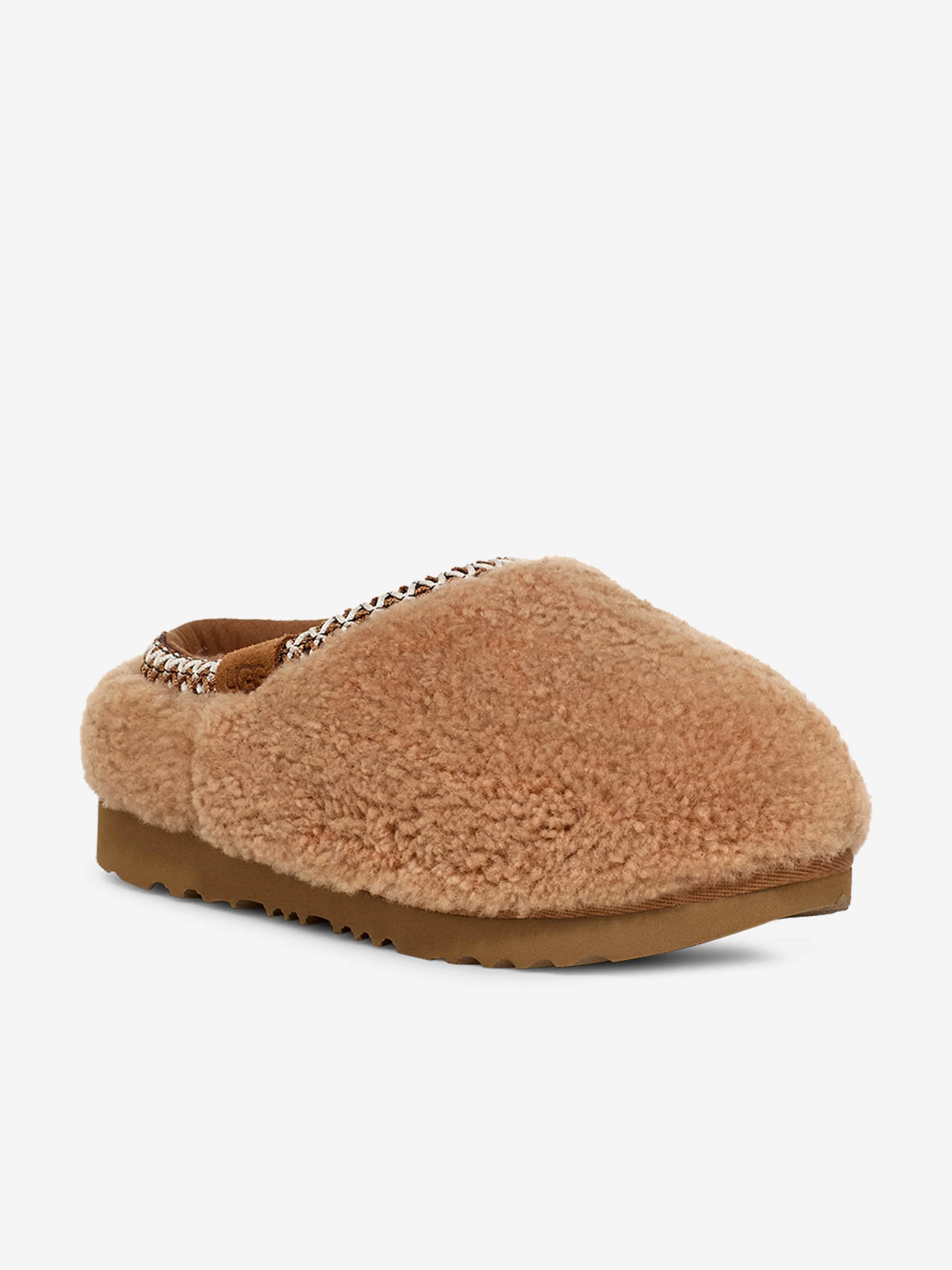 UGG Girls Tasman Maxi Curly Slippers in Brown