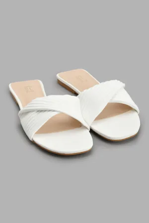 White Pleated Mule