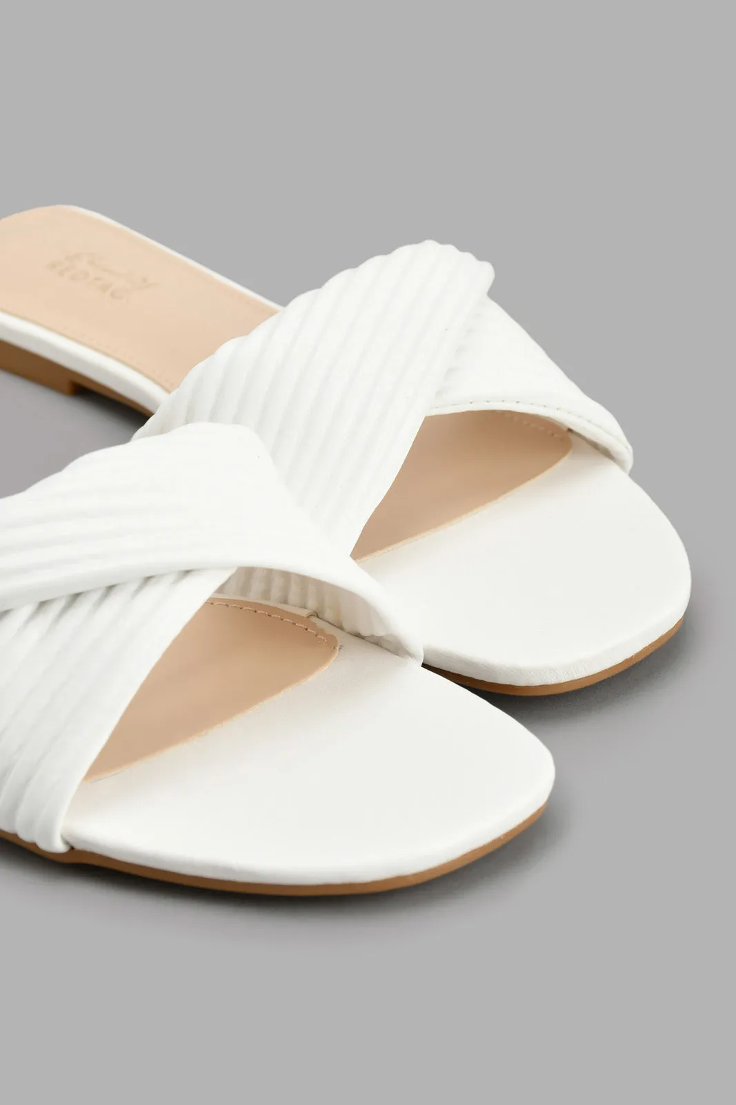 White Pleated Mule