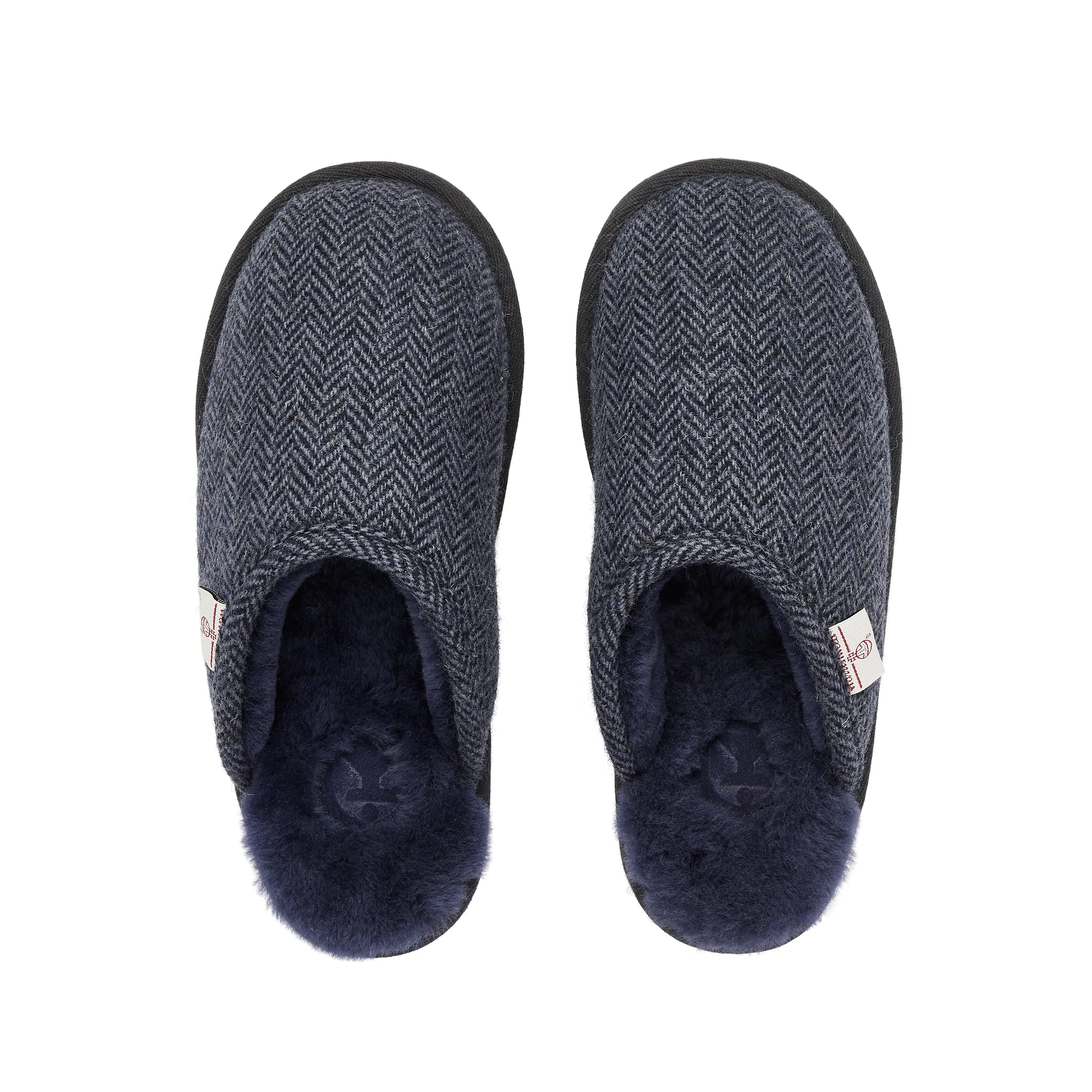 William - Harris Tweed Mule - Navy Herringbone