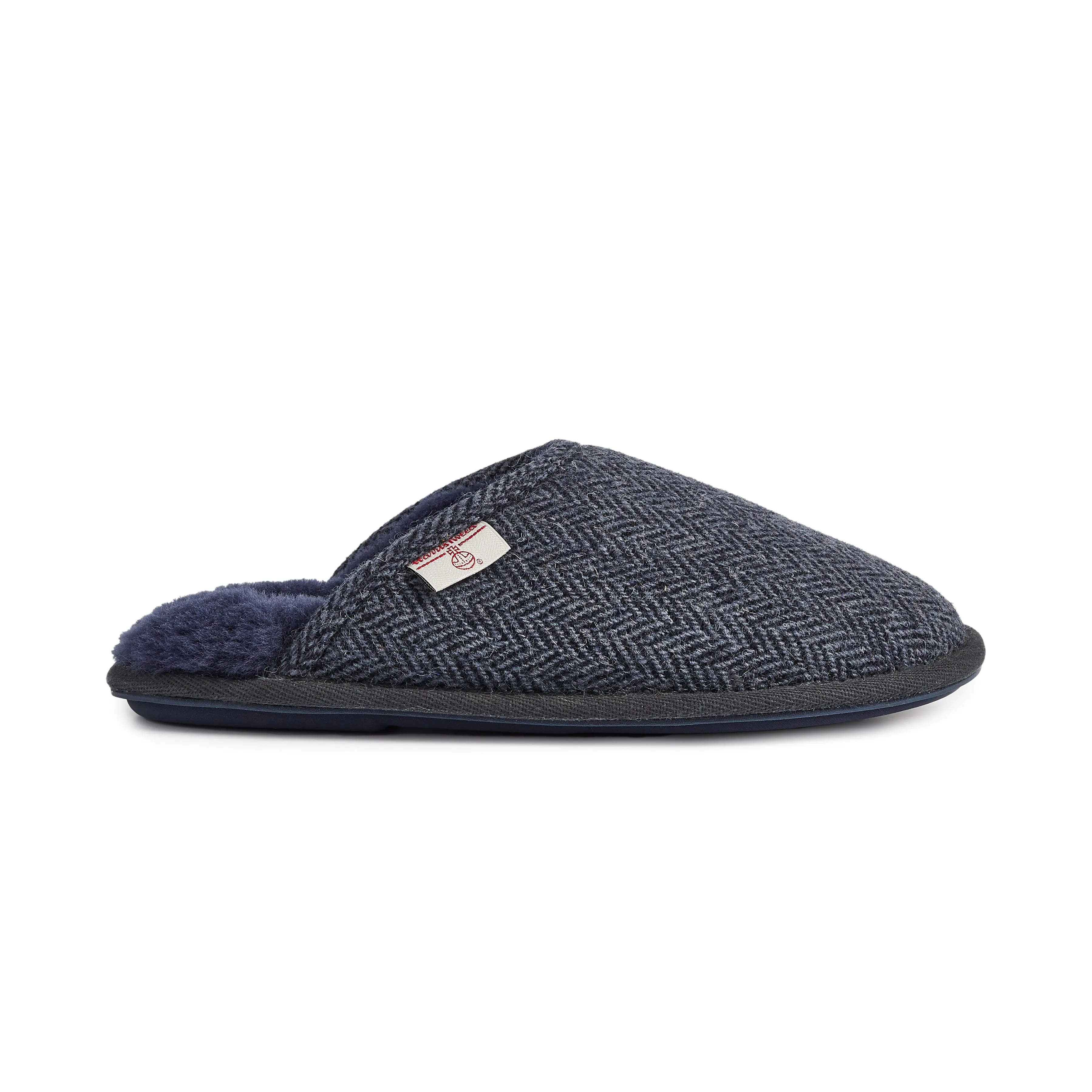 William - Harris Tweed Mule - Navy Herringbone