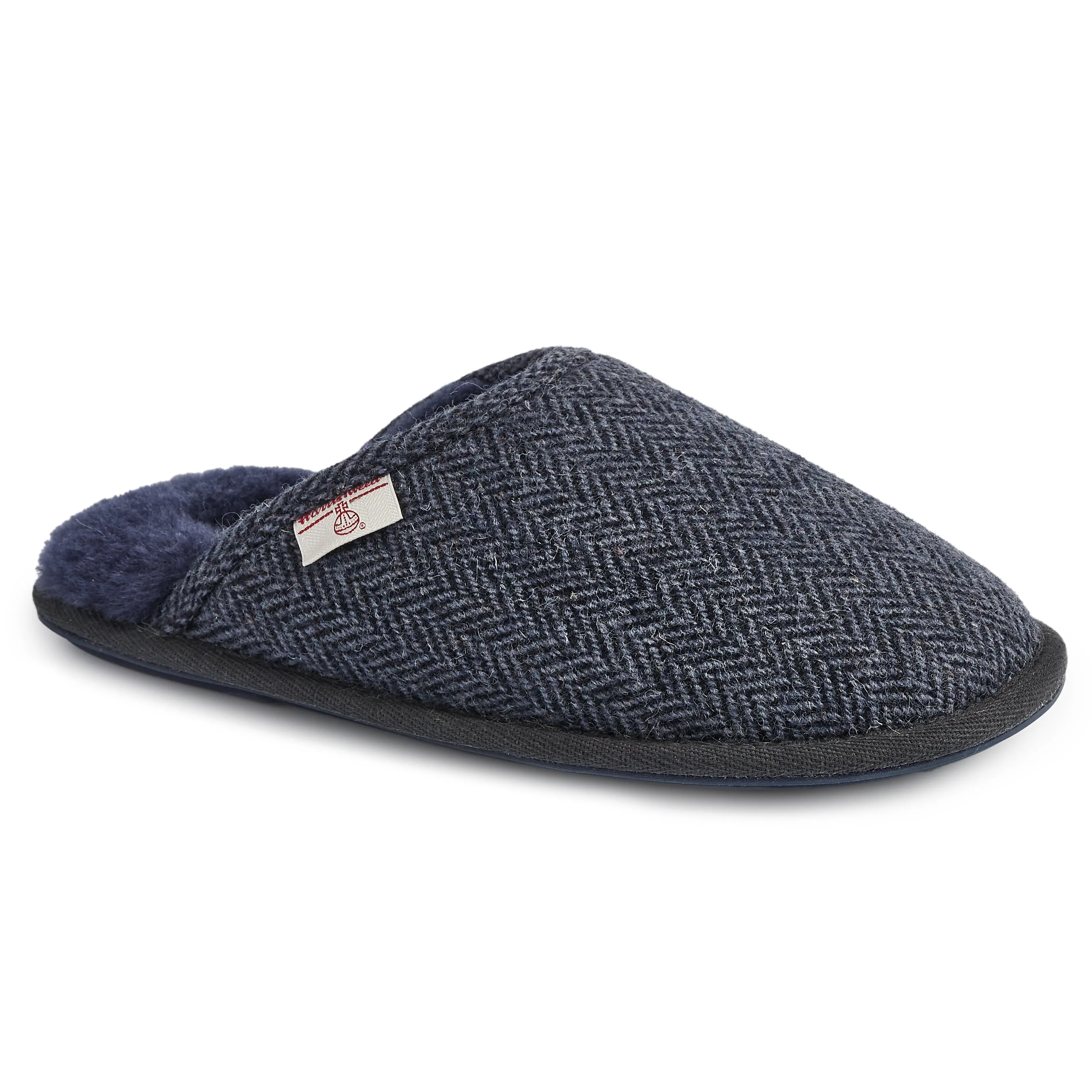 William - Harris Tweed Mule - Navy Herringbone