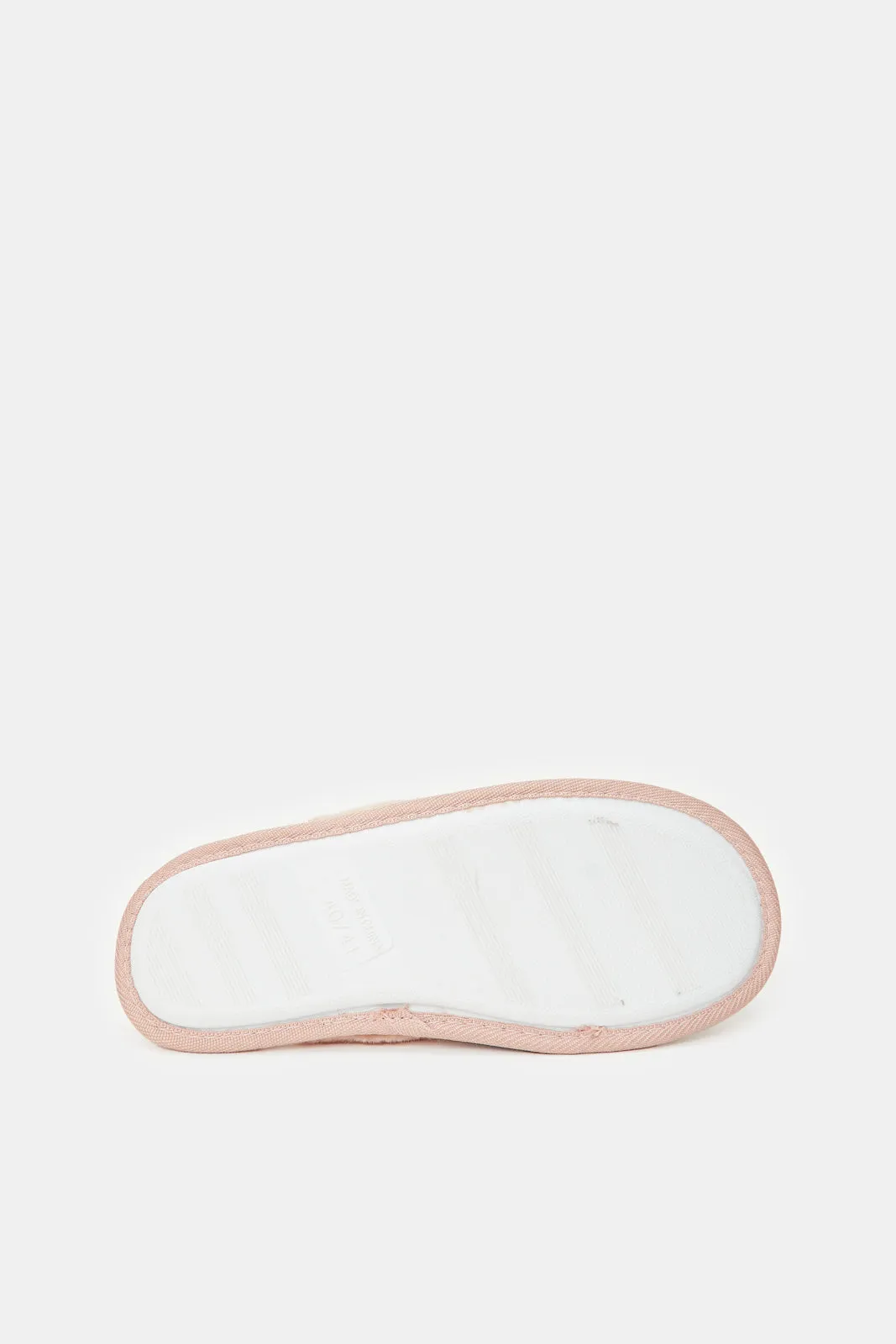 Women Pink Fur Trim Slipper