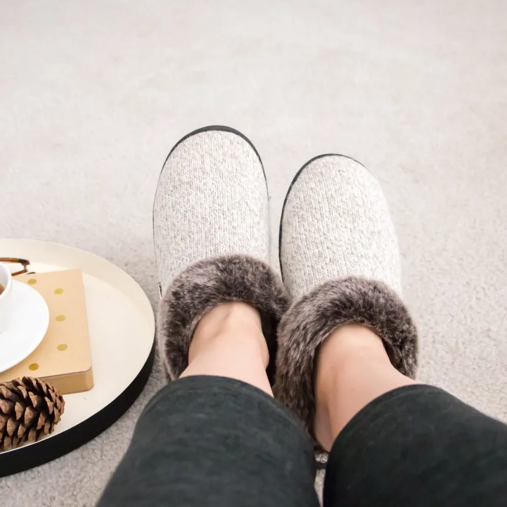 Women's Faux Fur Chinchilla Clog with Indoor/Outdoor Sole