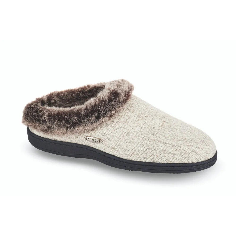 Women's Faux Fur Chinchilla Clog with Indoor/Outdoor Sole