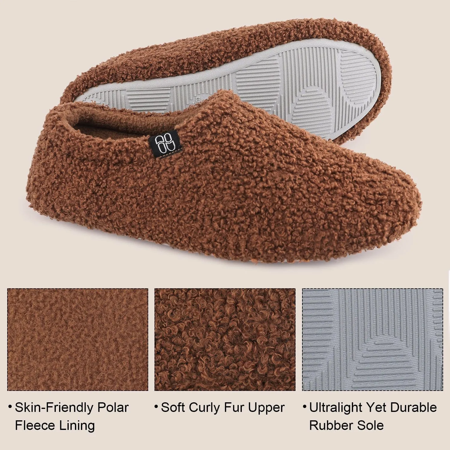 Women's Fuzzy Curly Fur House Shoes