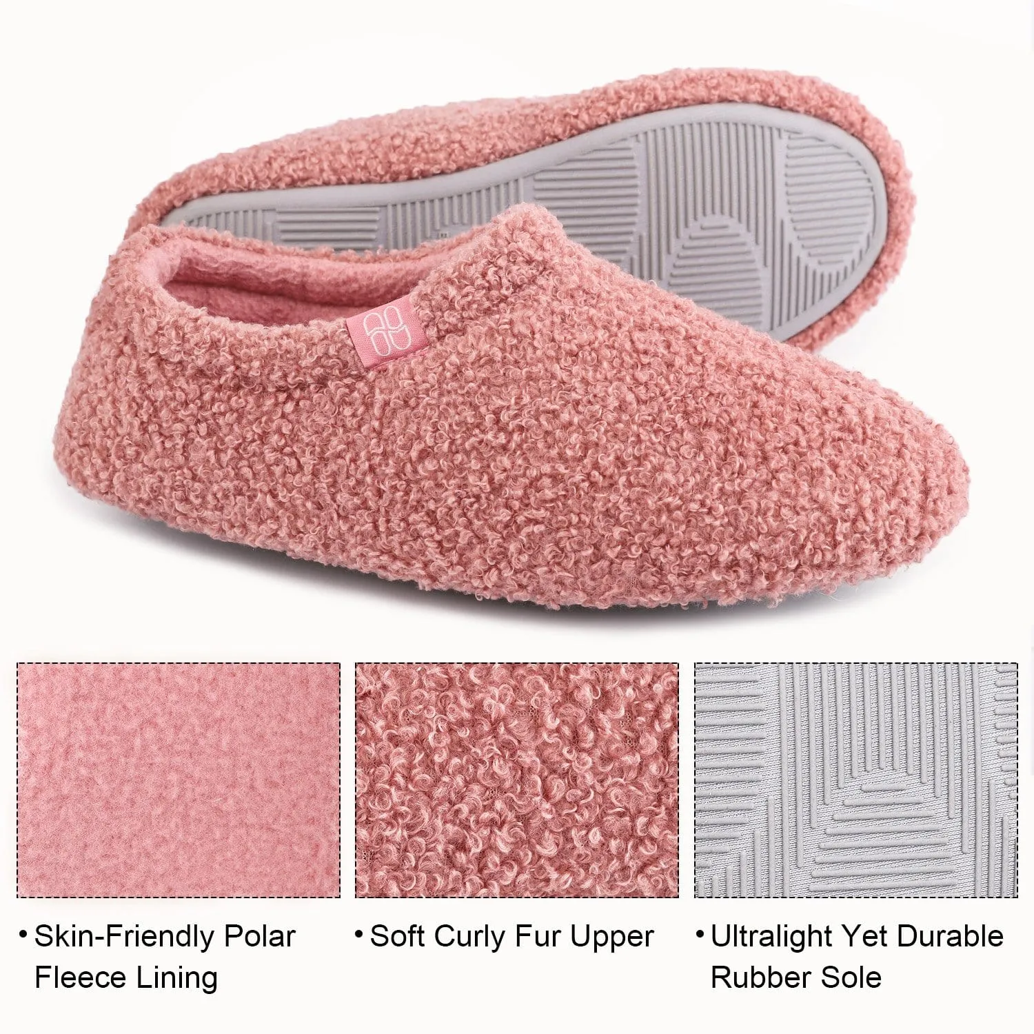 Women's Fuzzy Curly Fur House Shoes
